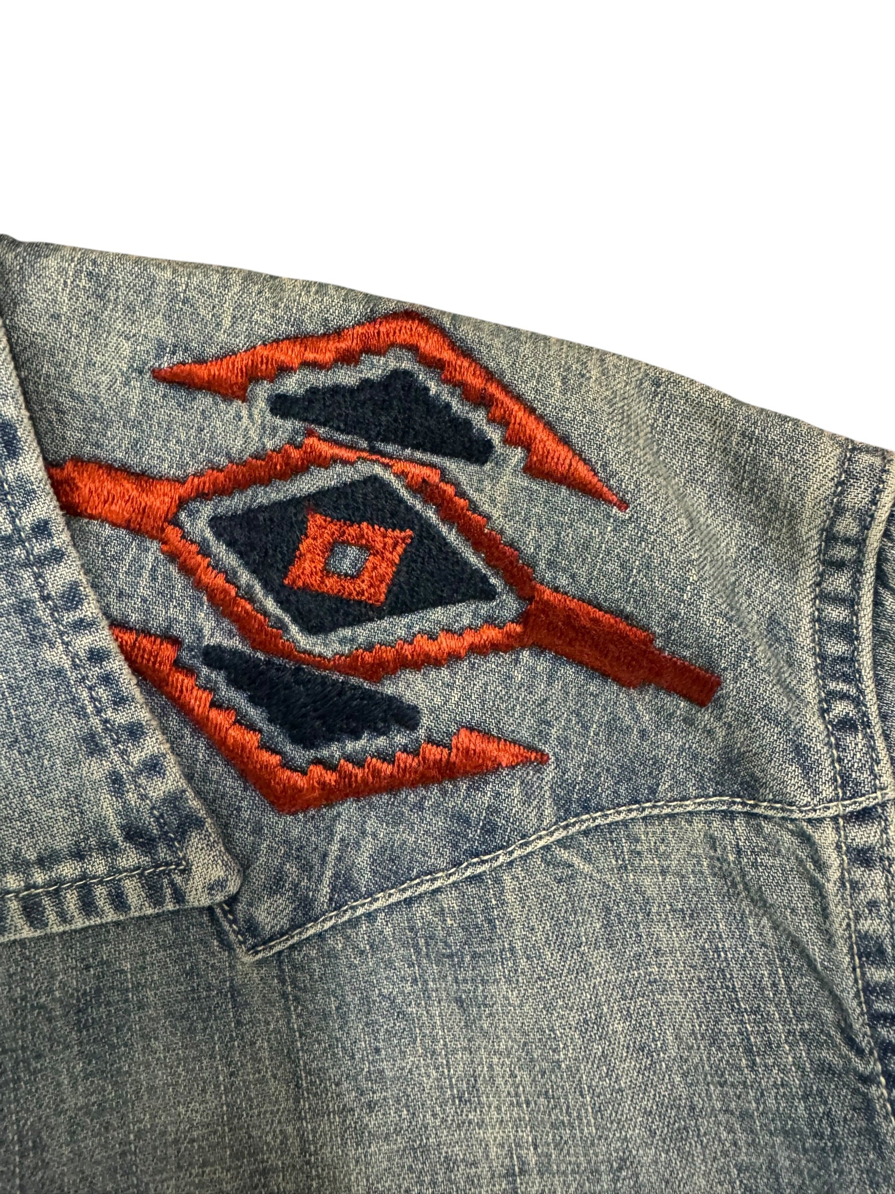 Vintage Polo Ralph Lauren Native Embroidered Western Denim Shirt