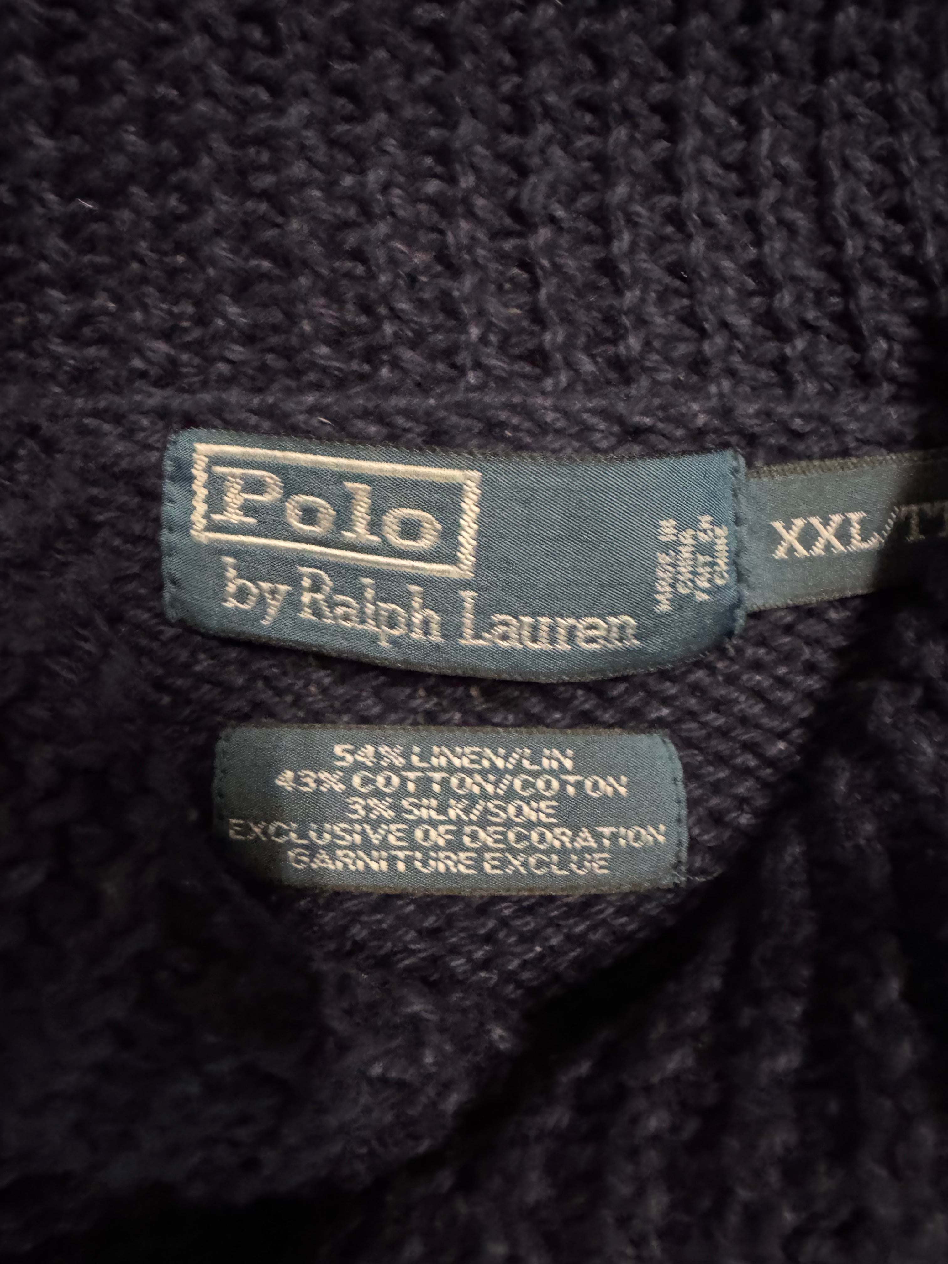 Vintage Blue Label Polo Ralph Lauren Flag Shawl Knit