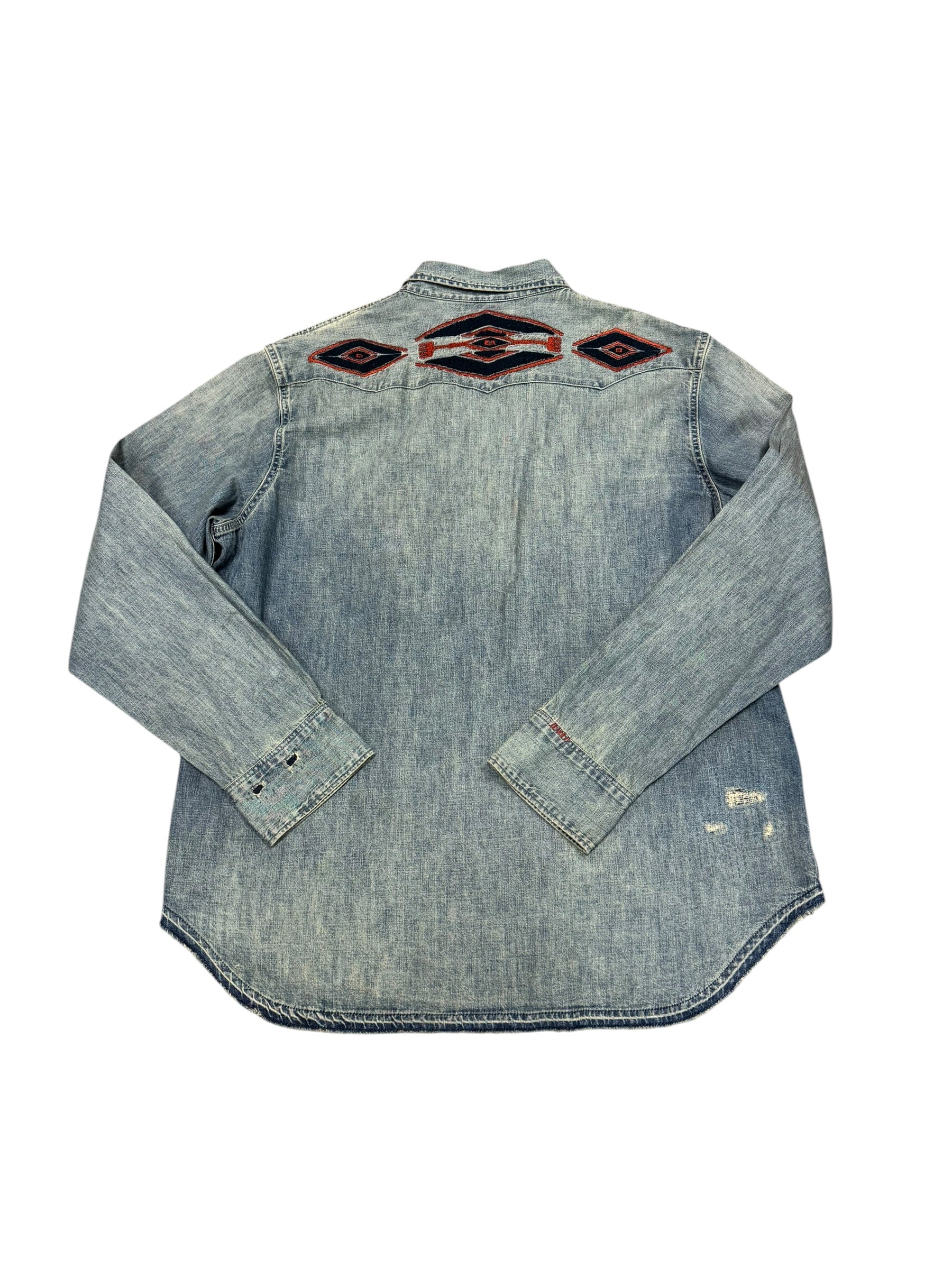 Vintage Polo Ralph Lauren Native Embroidered Western Denim Shirt