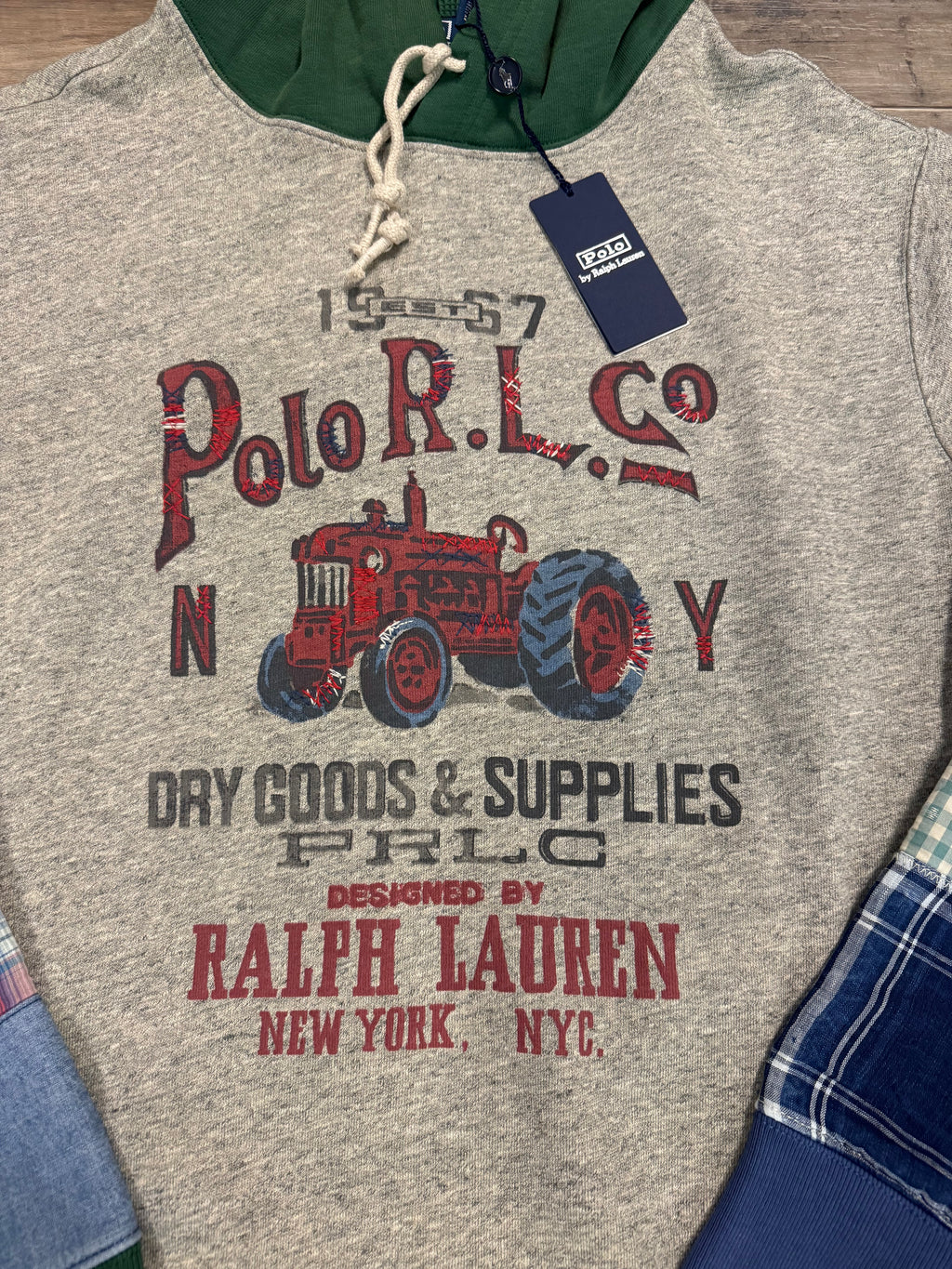 NWT Polo Country Ralph Lauren Patchwork Tractor Hoodie