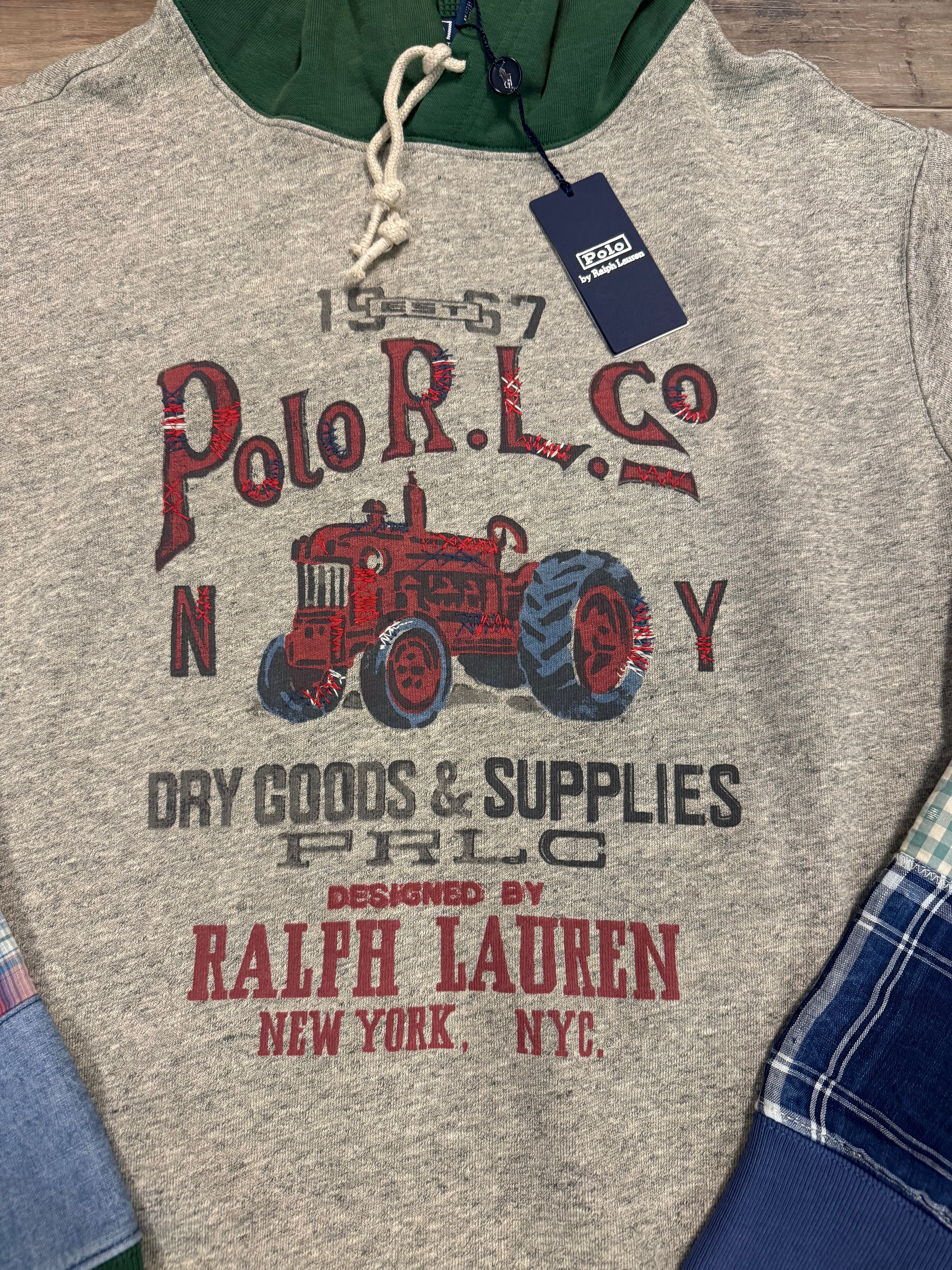 NWT Polo Country Ralph Lauren Patchwork Tractor Hoodie