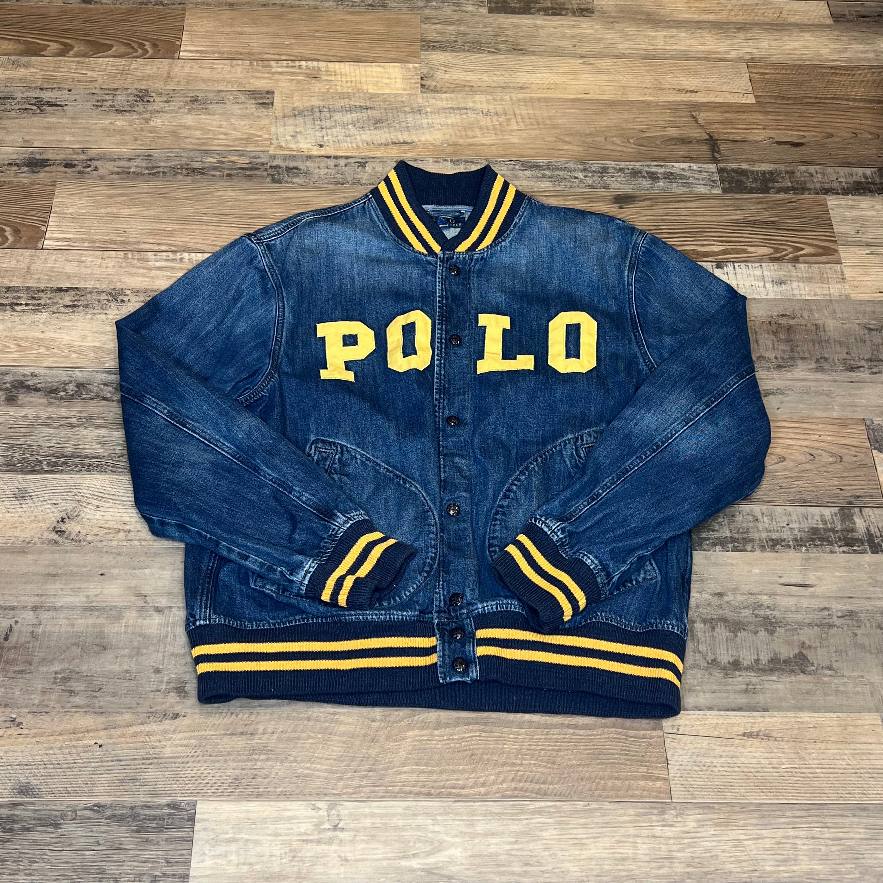 Polo Spellout Denim Varsity Jacket